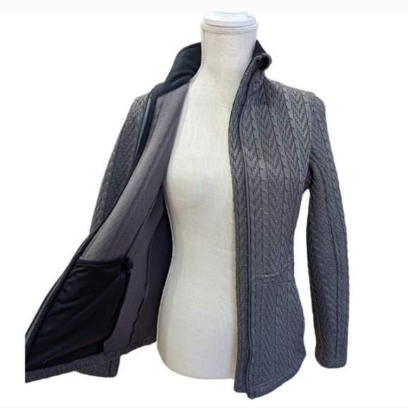 Spyder Major Cable Gray Fleece Lined Full Zip Stryke Sweater Jacket Size XL - Picture 5 of 16